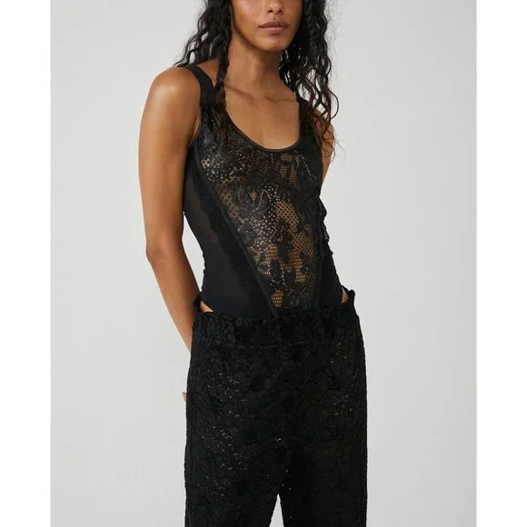 🎉LAST CHANCE🎉 FREE PEOPLE Off Beat Bodysuit / Black - Picture 5 of 12